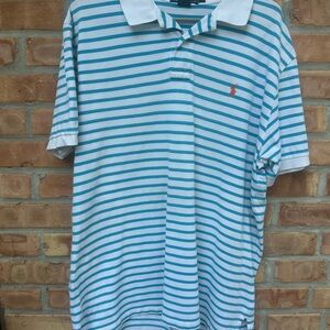 Ralph Lauren Blue and White Striped Polo